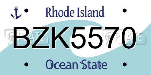 BZK5570 Rhode Island License Plate