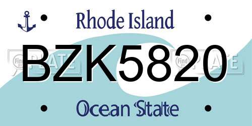 BZK5820 Rhode Island License Plate
