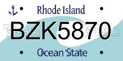 BZK5870 Rhode Island License Plate