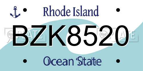 BZK8520 Rhode Island License Plate