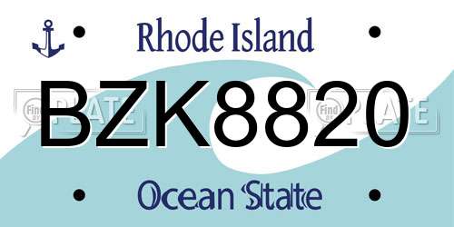 BZK8820 Rhode Island License Plate