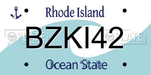 BZKI42 Rhode Island License Plate