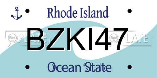 BZKI47 Rhode Island License Plate