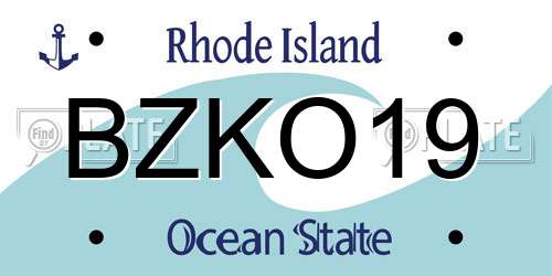 BZKO19 Rhode Island License Plate