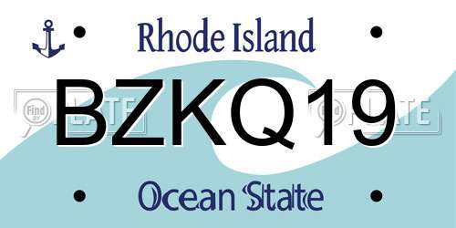 BZKQ19 Rhode Island License Plate