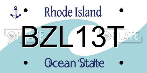BZL13T Rhode Island License Plate