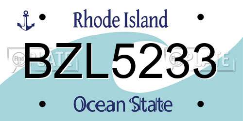 BZL5233 Rhode Island License Plate