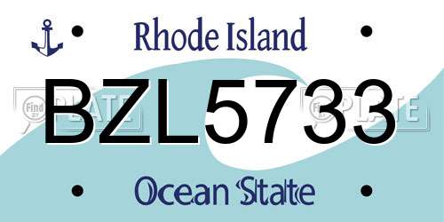 BZL5733 Rhode Island License Plate