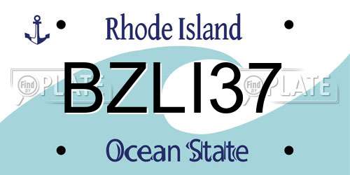 BZLI37 Rhode Island License Plate
