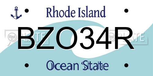 BZO34R Rhode Island License Plate