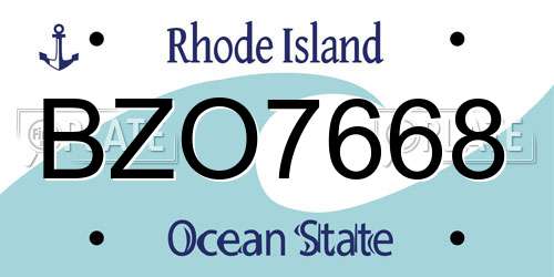 BZO7668 Rhode Island License Plate