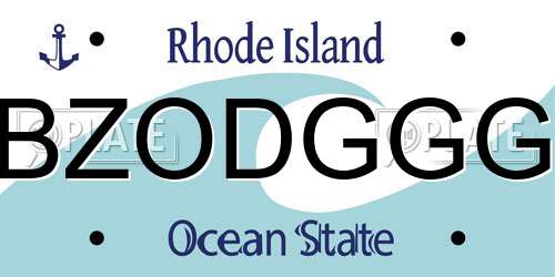 BZODGGG Rhode Island License Plate