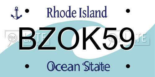 BZOK59 Rhode Island License Plate