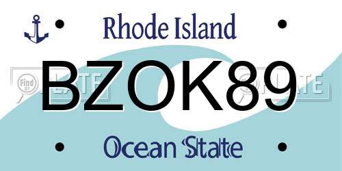 BZOK89 Rhode Island License Plate