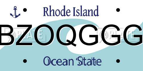 BZOQGGG Rhode Island License Plate