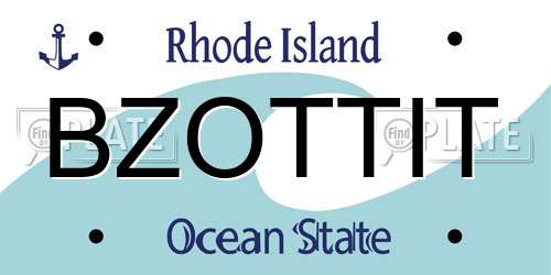BZOTTIT Rhode Island License Plate