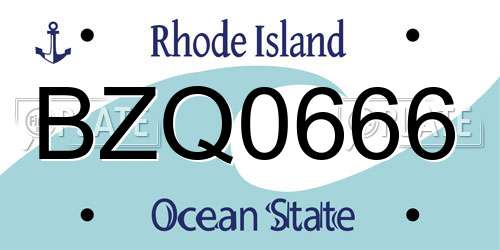 BZQ0666 Rhode Island License Plate