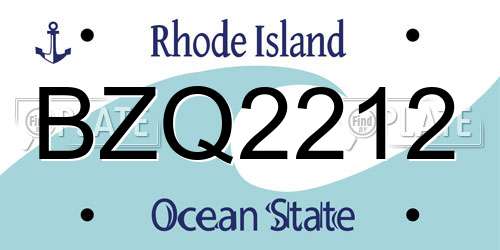 BZQ2212 Rhode Island License Plate