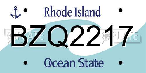 BZQ2217 Rhode Island License Plate