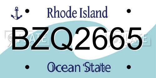 BZQ2665 Rhode Island License Plate