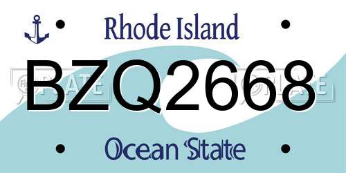 BZQ2668 Rhode Island License Plate