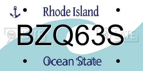 BZQ63S Rhode Island License Plate