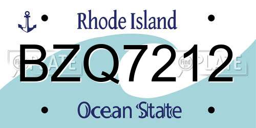 BZQ7212 Rhode Island License Plate