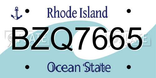 BZQ7665 Rhode Island License Plate