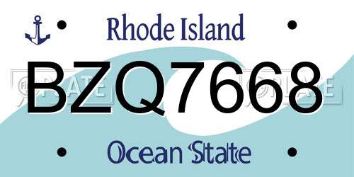BZQ7668 Rhode Island License Plate