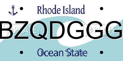 BZQDGGG Rhode Island License Plate