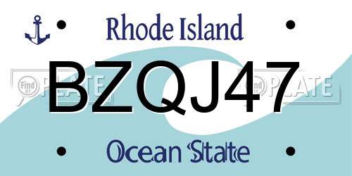 BZQJ47 Rhode Island License Plate