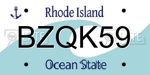 BZQK59 Rhode Island License Plate