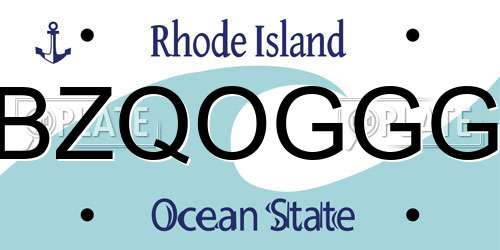 BZQOGGG Rhode Island License Plate