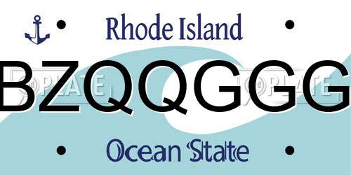 BZQQGGG Rhode Island License Plate