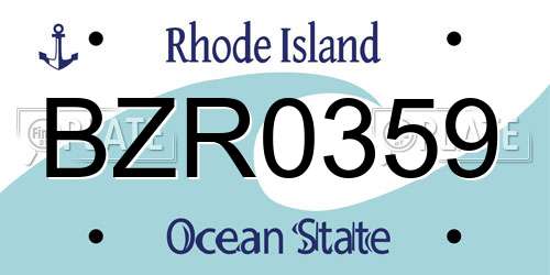 BZR0359 Rhode Island License Plate