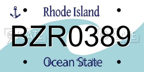 BZR0389 Rhode Island License Plate