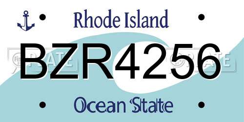 BZR4256 Rhode Island License Plate