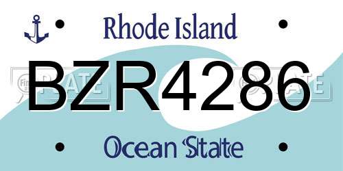 BZR4286 Rhode Island License Plate