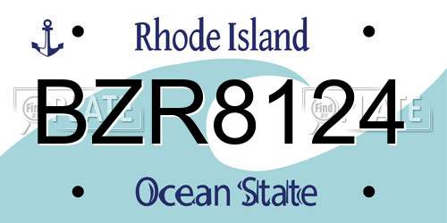 BZR8124 Rhode Island License Plate