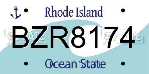 BZR8174 Rhode Island License Plate