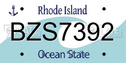 BZS7392 Rhode Island License Plate