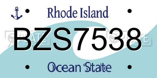 BZS7538 Rhode Island License Plate