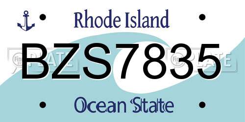 BZS7835 Rhode Island License Plate