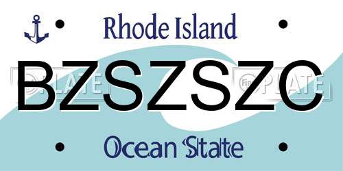 BZSZSZC Rhode Island License Plate