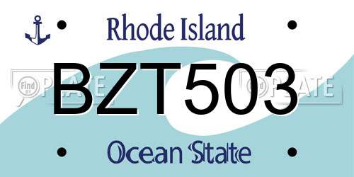 BZT503 Rhode Island License Plate