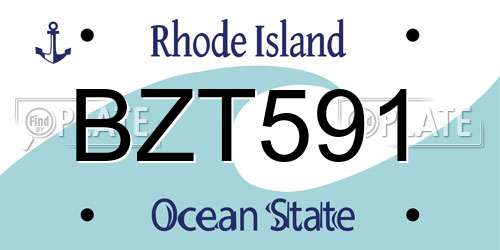 BZT591 Rhode Island License Plate