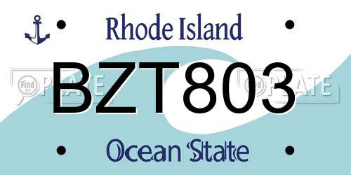BZT803 Rhode Island License Plate