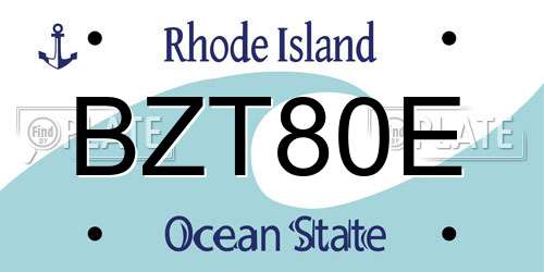 BZT80E Rhode Island License Plate