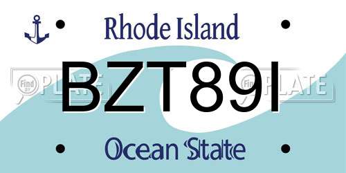 BZT89I Rhode Island License Plate