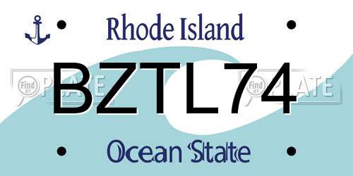 BZTL74 Rhode Island License Plate